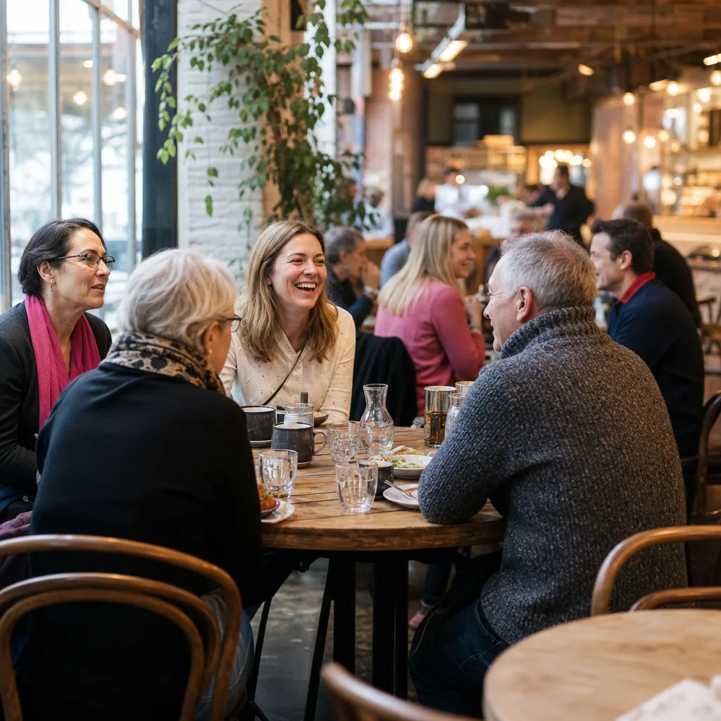 Two adults arranging another meeting after a Solent social event