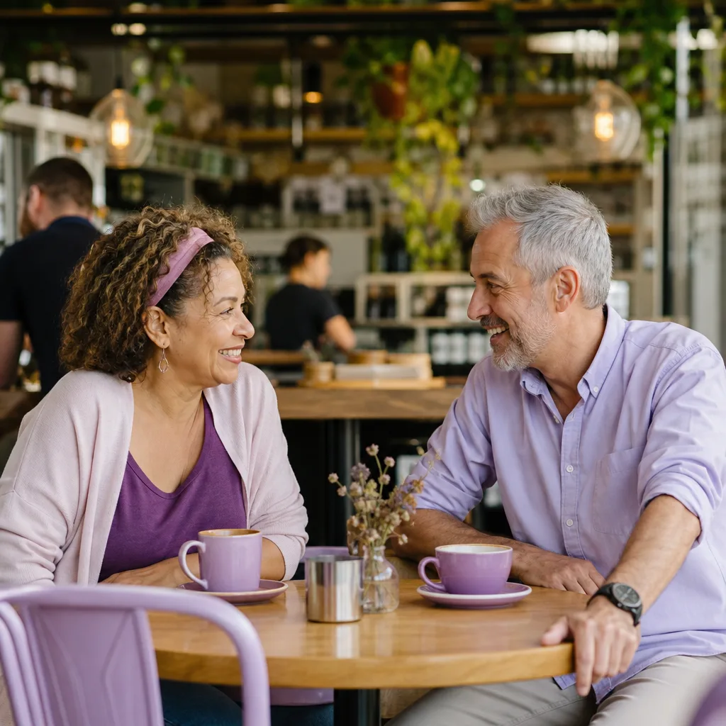 Mature singles meeting at a busy Southampton cafe